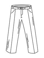 Sketch of trousers with a belt, outline of an element of clothing vector
