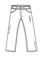 Sketch of jeans, outline of a clothing item vector