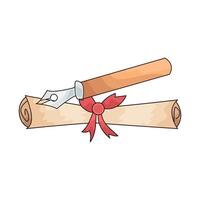 certificate with ink pen vector