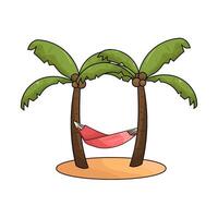 illustration of Simple Hammock on a Coconut Tree vector