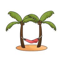 illustration of Enjoy Hammock in Coconut tree vector