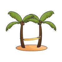 Simple Hammock on a Coconut Tree vector