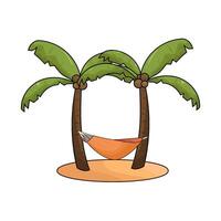 Hammock Hanging on a Coconut tree vector