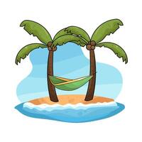 Calm Atmosphere Hammock in Coconut tree vector