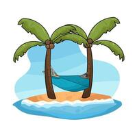 Relaxing Hammock in a Coconut Tree illustration vector