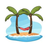 illustration of Relax in a Coconut Tree Hammock vector