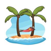 illustration of Cozy Hammock Linked in Coconut vector