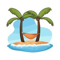 Relaxing Hammock in a Coconut Tree vector
