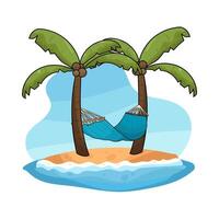 illustration of Calm Atmosphere Hammock in Coconut tree vector