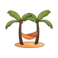 Simple Hammock on a Coconut Tree illustration vector