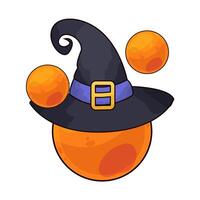 moon with witch hat vector
