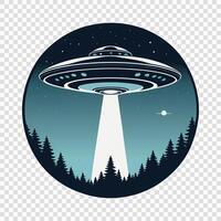 Futuristic UFO with Beam of Light Illustration vector