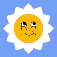Daisy flower smiling face, cute sunflower emoji for different emotions, great for adding joy to your designs vector