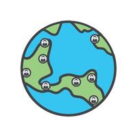 illustration of team location distribution design, world map. vector