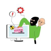 Hacker attempting to breach ATM security systems for illegal access vector