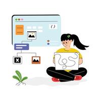 Grab this creatively crafted programmer illustration in trendy style vector