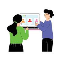 Colleagues collaborating on a financial project or task in a bank vector
