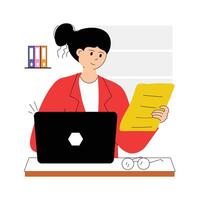 Woman working as a bank employee, managing customer transactions vector