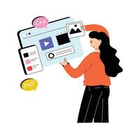 Female software developer flat illustration in modern style vector