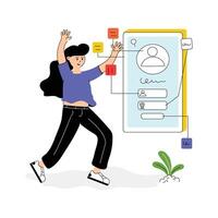 Designer creating user interface designs for applications and websites vector