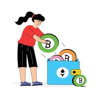 Securely store and manage your Bitcoins in a digital wallet vector