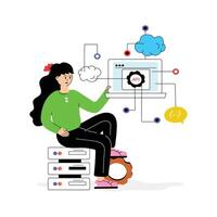 Developer designing an api, ready to use flat illustration vector