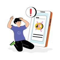 Website error during online order, concept illustration vector