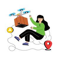 Drone delivery illustration, ready to use vector