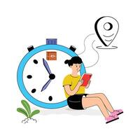 A customer waiting for their ordered parcel to arrive on time. vector