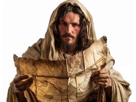 Jesus with a map symbolizing guidance and journey photo