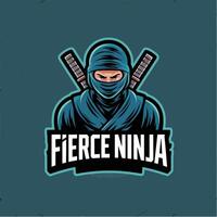 ninja character design logo with text vector