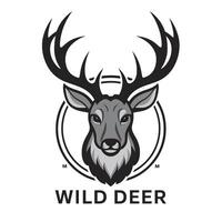 deer illustration logo design on white background with text vector