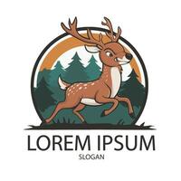 deer design logo illustration with text on white background vector