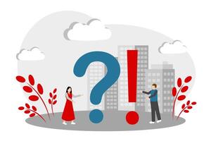 Question mark and exclamation mark. Solving family and relationship problems vector