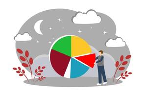 A man and a diagram. Business Results vector