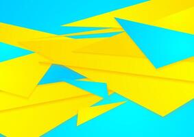 Bright yellow and blue triangles abstract tech background vector