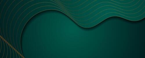 Turquoise and golden abstract wavy background vector