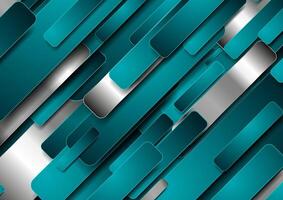 Turquoise and metallic stripes abstract technology background vector