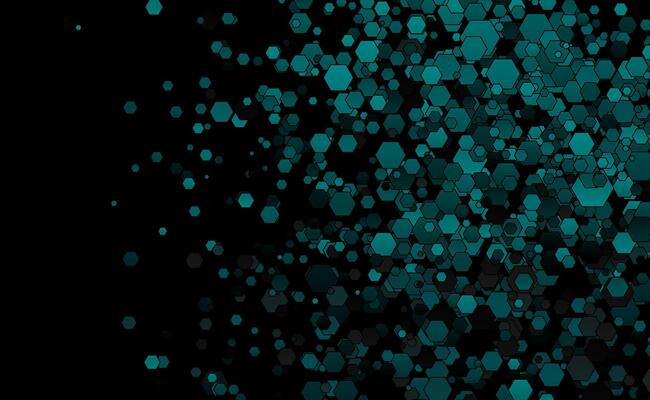Dark turquoise tech geometric hexagons abstract background
