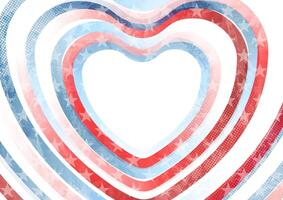 Grunge concept USA flag with hearts abstract background vector