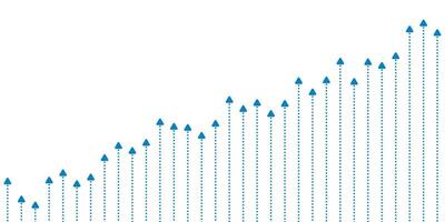 Abstract growing financial graph chart arrows background vector
