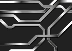 Silver metallic tech stripes abstract geometric background vector