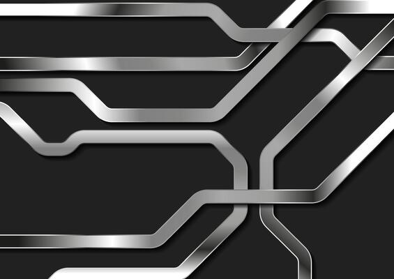 Silver metallic tech stripes abstract geometric background