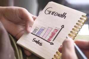 Hand Drawn Sales Growth Chart Created in a Notebook for Business Analysis and Planning photo