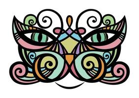 Colored portrait of a cat. A pet line art. vector