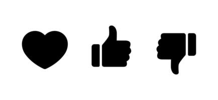 Love, like, and dislike icon in generic style. Heart, hand thumb up and down concept vector