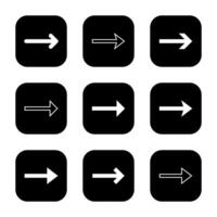 Long arrow icon set on black square vector