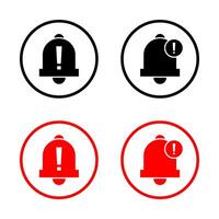 Warning bell icon on circle line. Exclamation mark with bells concept vector