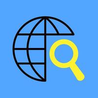 Web icon with magnifying glass for cyberspace and global communication symbol vector