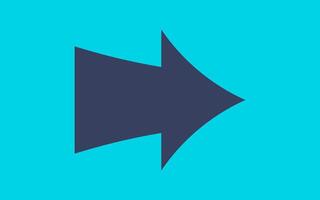 Purple arrow isolated on blue background for direction, queue, progress symbol vector